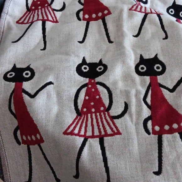 Shmily towel: colorful artsy kawaii cat lady whimsy woven hand or kitchen t… - Picture 3 of 3